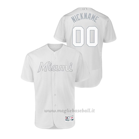 Maglia Baseball Uomo Miami Marlins Personalizzate 2019 Players Weekend Autentico Bianco